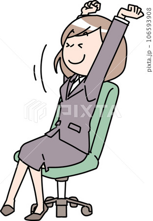 伸びをする社会人女性 106593908