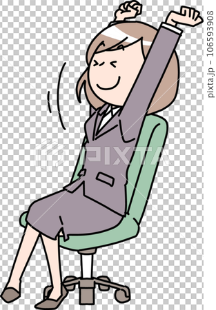 伸びをする社会人女性 106593908