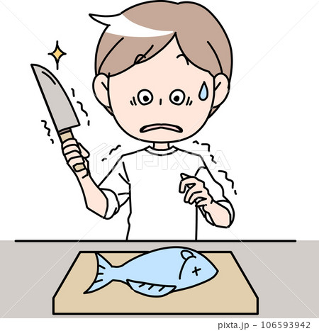 魚をさばく男性 106593942