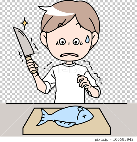 魚をさばく男性 106593942
