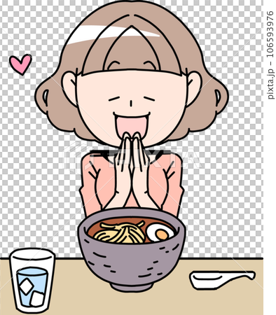 ラーメンを食べる女性 106593976