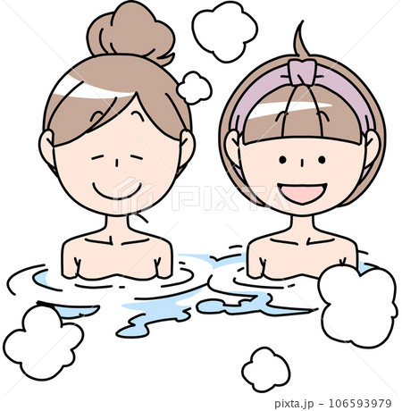 湯に浸かる女性二人 湯に浸かる女性二人 106593979