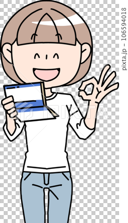 通帳を確認した女性 通帳を確認した女性 106594018