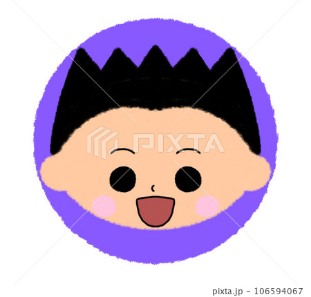 口を開けて笑っている男の子の顔アイコン【まんまる色付きアイコン】 106594067