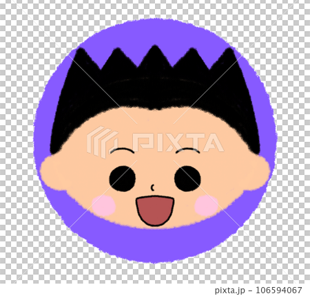 口を開けて笑っている男の子の顔アイコン【まんまる色付きアイコン】 106594067
