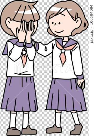 落ち込んでいる女子生徒となぐさめる女子生徒 106594094