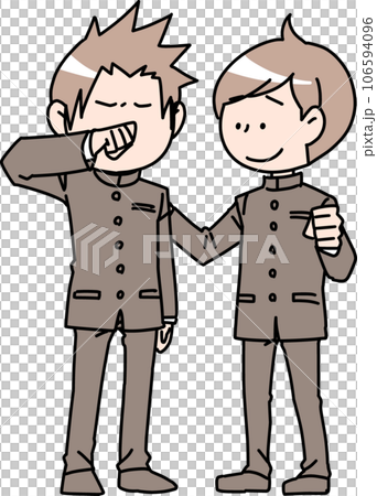 落ち込んでいる男子生徒となぐさめる男子生徒 落ち込んでいる男子生徒となぐさめる男子生徒 106594096
