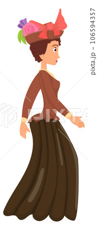 Woman in medieval outfit. Historical female fashion. Walking character Woman in medieval outfit. Historical female fashion. Walking character 106594357