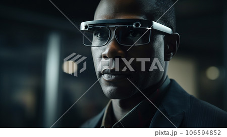 VRゴーグルをつける白人ビジネスマン（メタバース・拡張現実・VR・AR・MR） 106594852