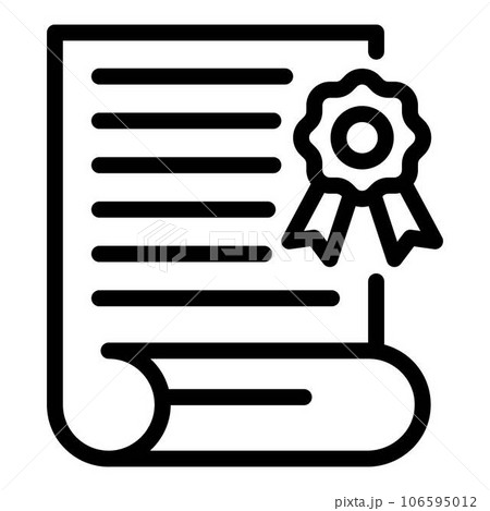 College graduation diploma icon. Outline college graduation diploma vector icon for web design isolated on white background 106595012