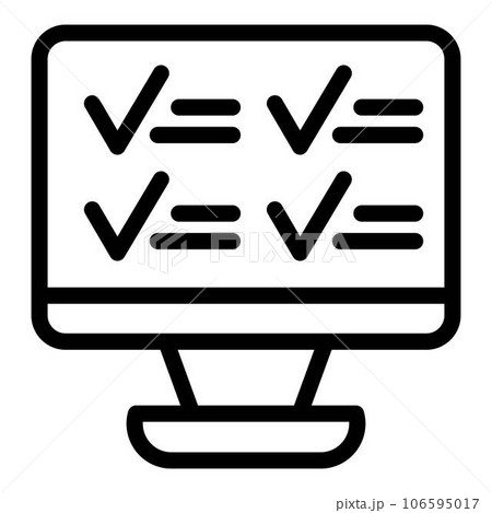 Computer final exam icon. Outline computer final exam vector icon for web design isolated on white background 106595017