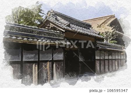 水彩画風 智頭の街並み 鳥取県八頭郡智頭町 水彩画風 智頭の街並み 鳥取県八頭郡智頭町 106595347