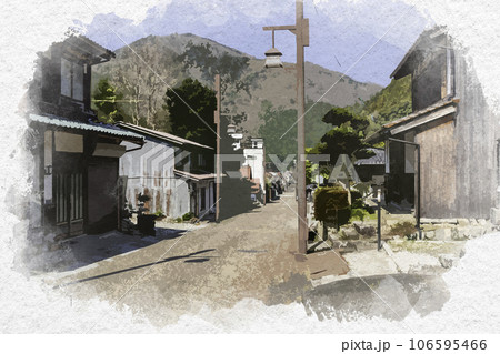 水彩画風　智頭往来　因幡街道　鳥取県八頭郡智頭町 106595466