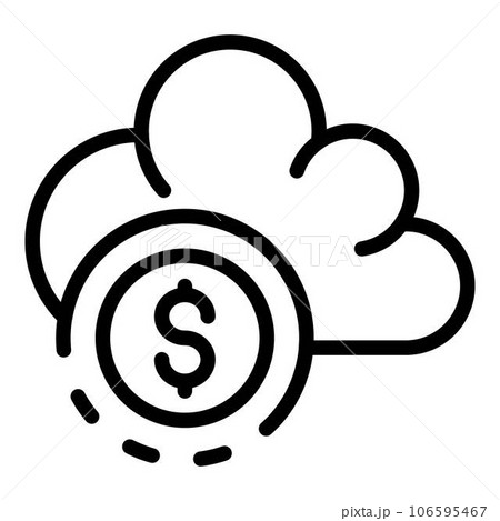 Money cloud coin icon. Outline money cloud coin vector icon for web design isolated on white background 106595467