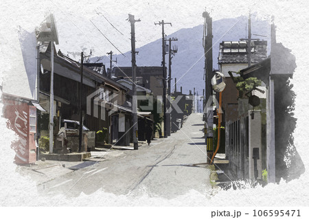 水彩画風　智頭往来　因幡街道　鳥取県八頭郡智頭町 106595471