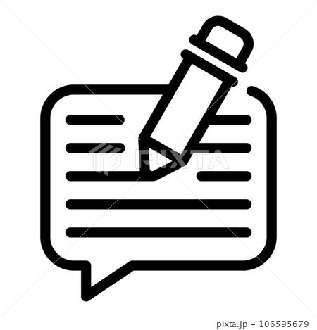 Chat writing icon. Outline chat writing vector icon for web design isolated on white background 106595679