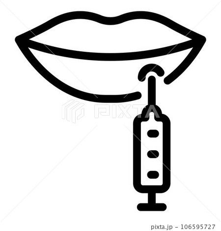 Lips syringe icon. Outline lips syringe vector icon for web design isolated on white background 106595727