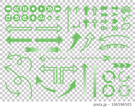 手描き風矢印セット-緑 106596505