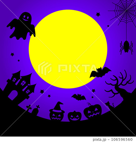ハロウィンのイラストフレーム(パープル) 106596560