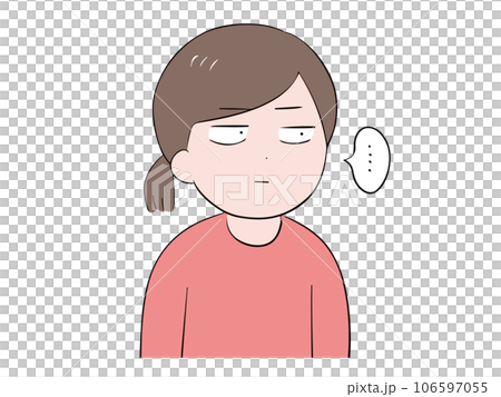 A young woman in plain clothes (upper body) looking silently and expressionlessly A young woman in plain clothes (upper body) looking silently and expressionlessly 106597055