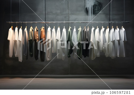 ハンギングされたTシャツ　AI生成画像　AI画像 106597281