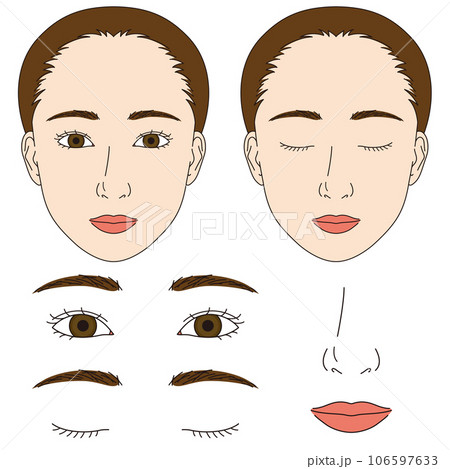 顔のパーツ　セット　女性 106597633