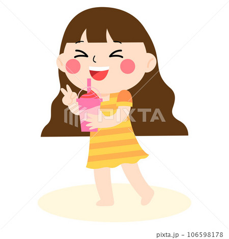 happy kid on the beach cartoon illustration 106598178