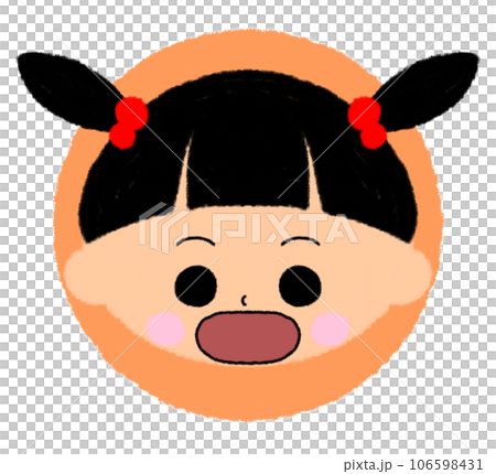 張著大嘴的女孩的臉部圖標[完美的彩色圖標] 106598431