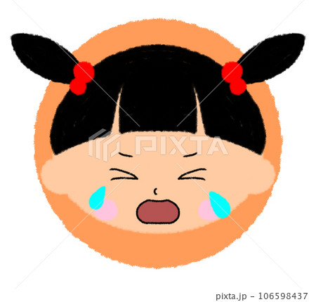 泣いている女の子の顔アイコン【まんまる色付きアイコン】 泣いている女の子の顔アイコン【まんまる色付きアイコン】 106598437