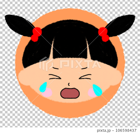 泣いている女の子の顔アイコン【まんまる色付きアイコン】 泣いている女の子の顔アイコン【まんまる色付きアイコン】 106598437