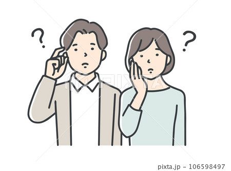 考え事をする若い夫婦・カップル/上半身 考え事をする若い夫婦・カップル/上半身 106598497
