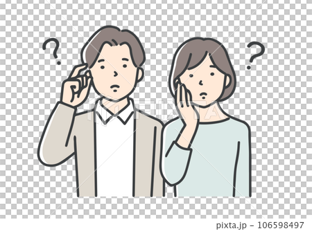 考え事をする若い夫婦・カップル/上半身 考え事をする若い夫婦・カップル/上半身 106598497