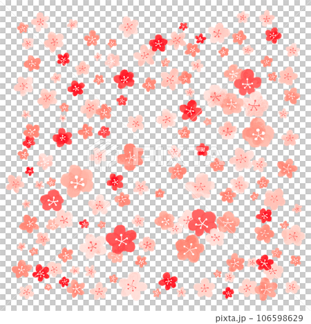梅 桜 和柄の花の手描き風イラスト素材のイラスト素材