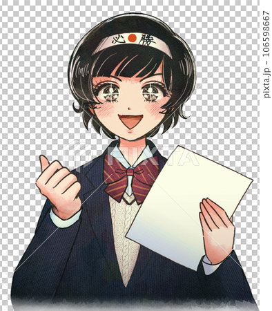 一名學生戴著頭帶幫助學習入學考試的插圖 106598667