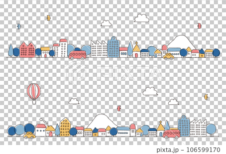 かわいい手描きの街並みイラスト（くすみカラー） 106599170
