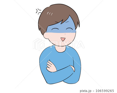 笑いながら怒っている腕組みポーズの私服の若い男性(上半身) 106599265