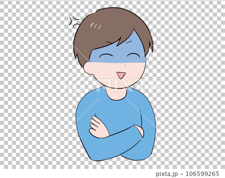 笑いながら怒っている腕組みポーズの私服の若い男性(上半身) 106599265