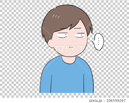 A young man in plain clothes (upper body) looking silently and expressionlessly A young man in plain clothes (upper body) looking silently and expressionlessly 106599267