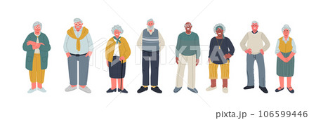 Set of senior character in flat design.Vector person on white background Set of senior character in flat design.Vector person on white background 106599446
