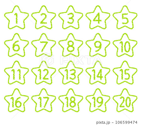 手描きのクレヨン素材　20までの数字アイコンセット 106599474
