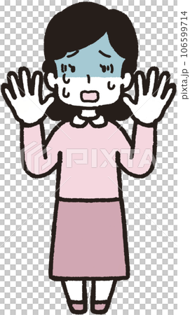雙手舉起的蒼白女子全身圖 106599714