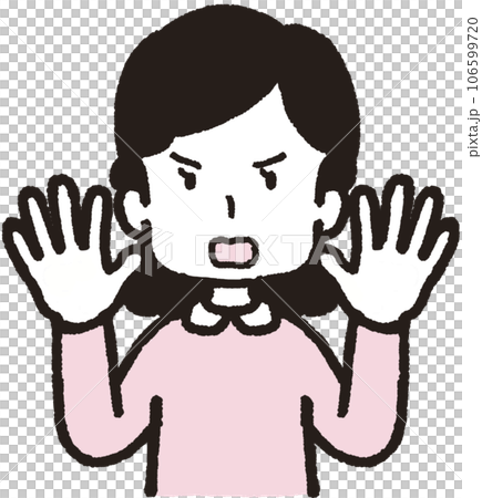雙手舉起的憤怒女人的上半身插圖 雙手舉起的憤怒女人的上半身插圖 106599720