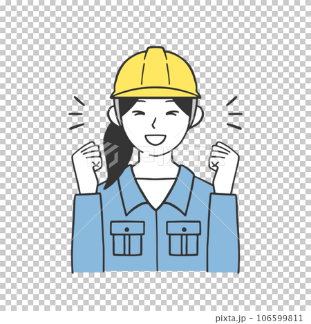 女工高興地雙手握拳插畫素材 女工高興地雙手握拳插畫素材 106599811