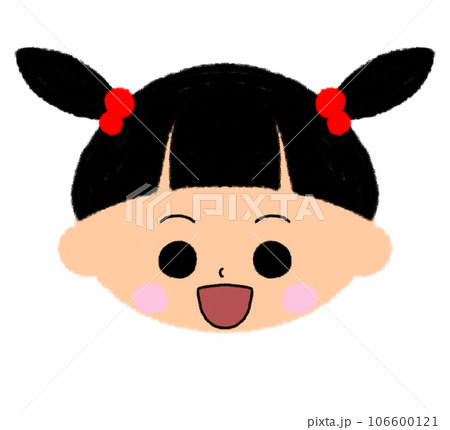 口を開けて笑っている女の子の顔アイコン 口を開けて笑っている女の子の顔アイコン 106600121