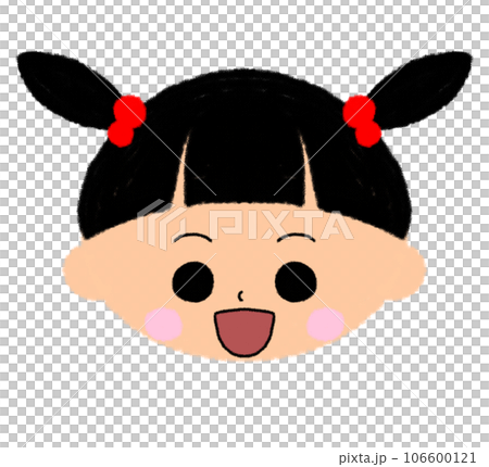 口を開けて笑っている女の子の顔アイコン 口を開けて笑っている女の子の顔アイコン 106600121