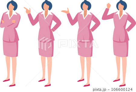 スーツを着たビジネスウーマンのポーズのセット スーツを着たビジネスウーマンのポーズのセット 106600124