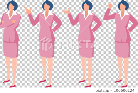 スーツを着たビジネスウーマンのポーズのセット スーツを着たビジネスウーマンのポーズのセット 106600124