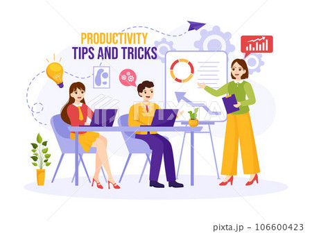 Productivity Tips and Trick Vector Illustration with Marketing Product for Effective Advertisement and Promotion Campaign to Boost Brand Recognition Productivity Tips and Trick Vector Illustration with Marketing Product for Effective Advertisement and Promotion Campaign to Boost Brand Recognition 106600423