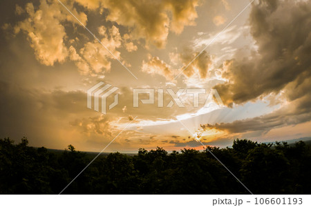 colorful dramatic sky with cloud at sunset. colorful dramatic sky with cloud at sunset. 106601193