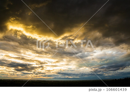 colorful dramatic sky with cloud at sunset. colorful dramatic sky with cloud at sunset. 106601439